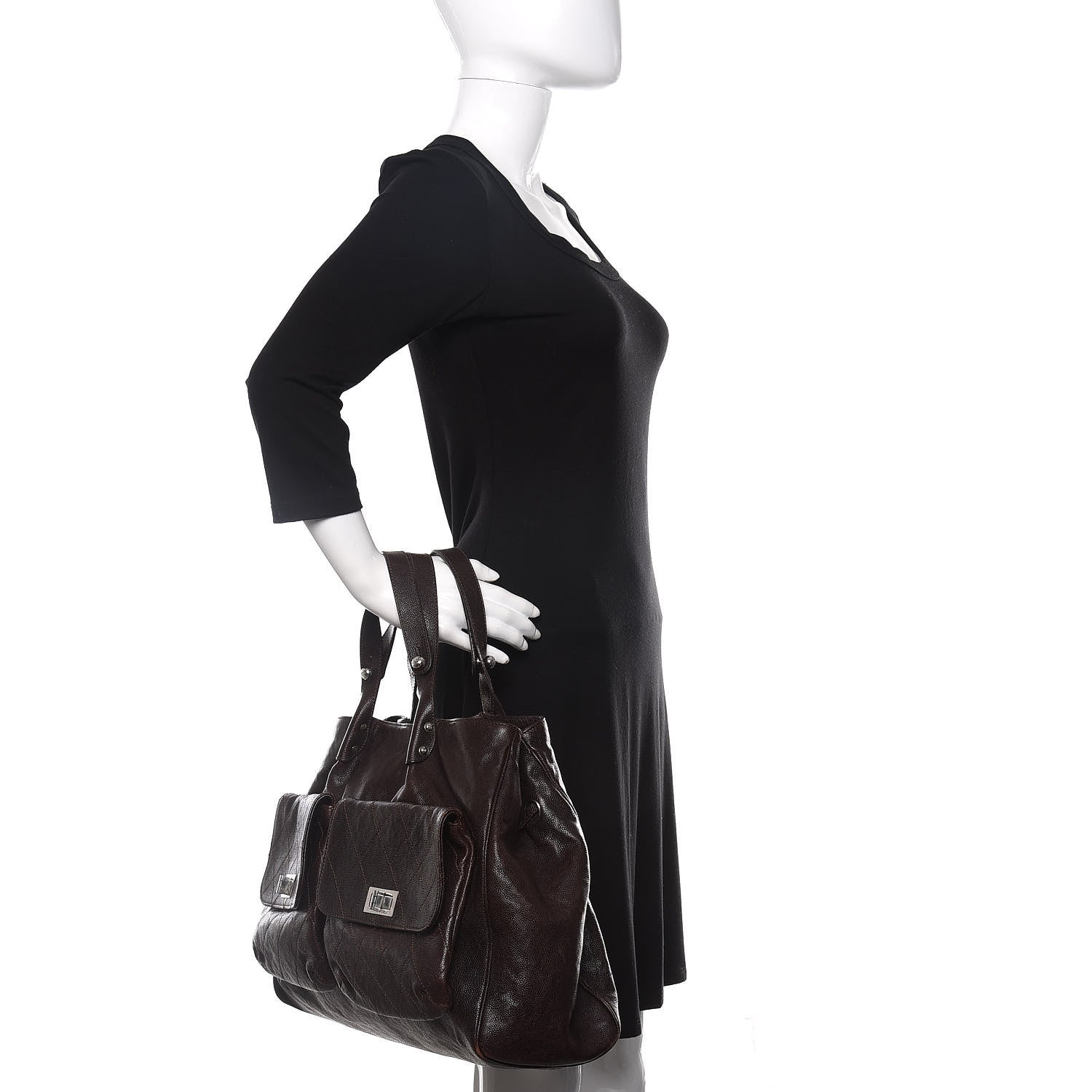 Chanel Glazed Caviar Large Pocket In The City Tote Brown 2 of 11