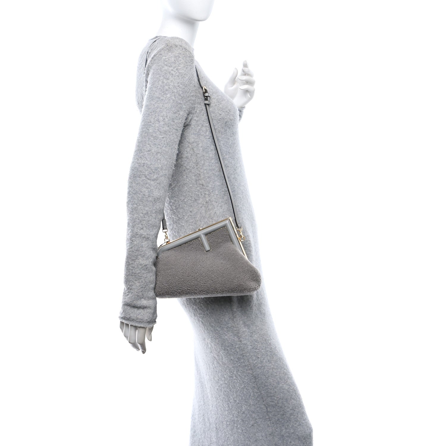 Fendi Shearling Small Fendi First Ghiaccio Oro Soft 2 of 9