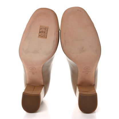 Chanel Lambskin Patent Cap Toe Pumps 41 Beige White 5 of 8
