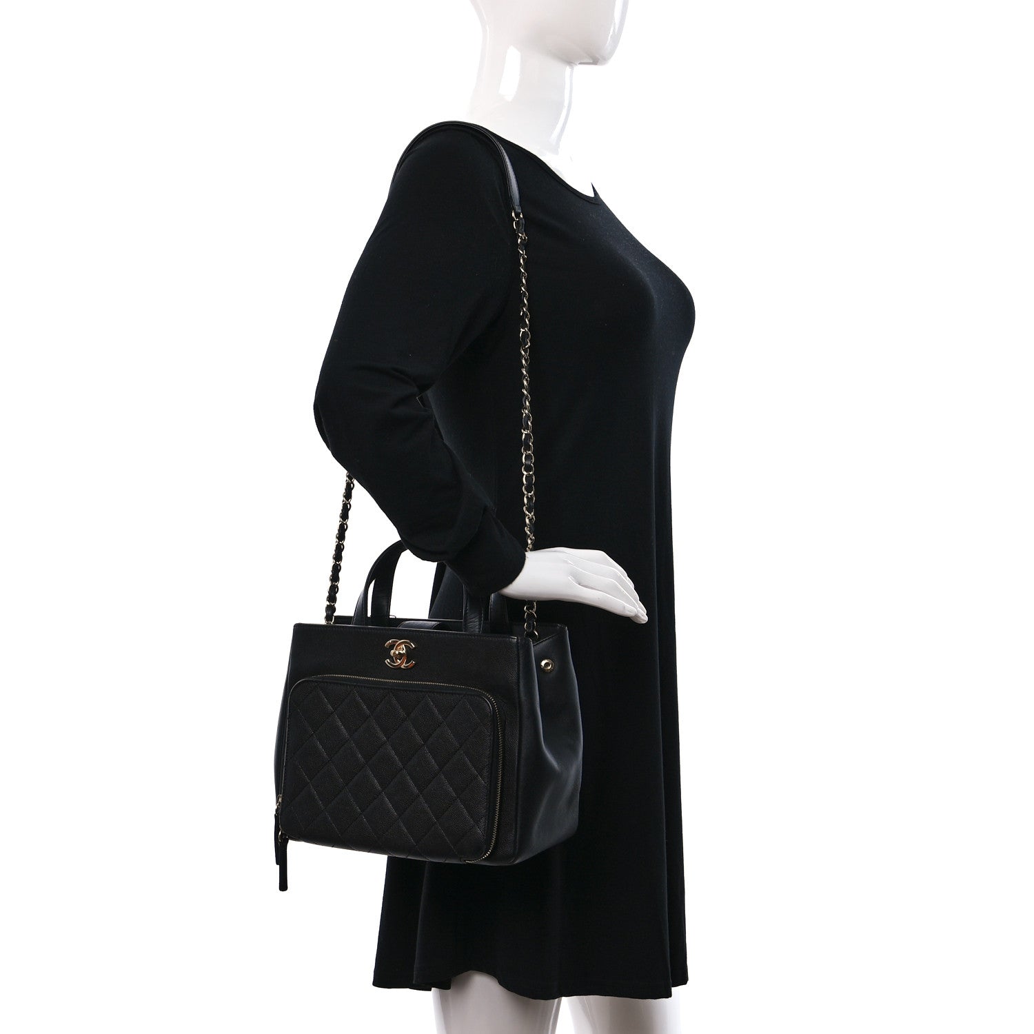 Chanel Caviar Quilted Small Business Affinity Shopping Bag Black 2 of 10