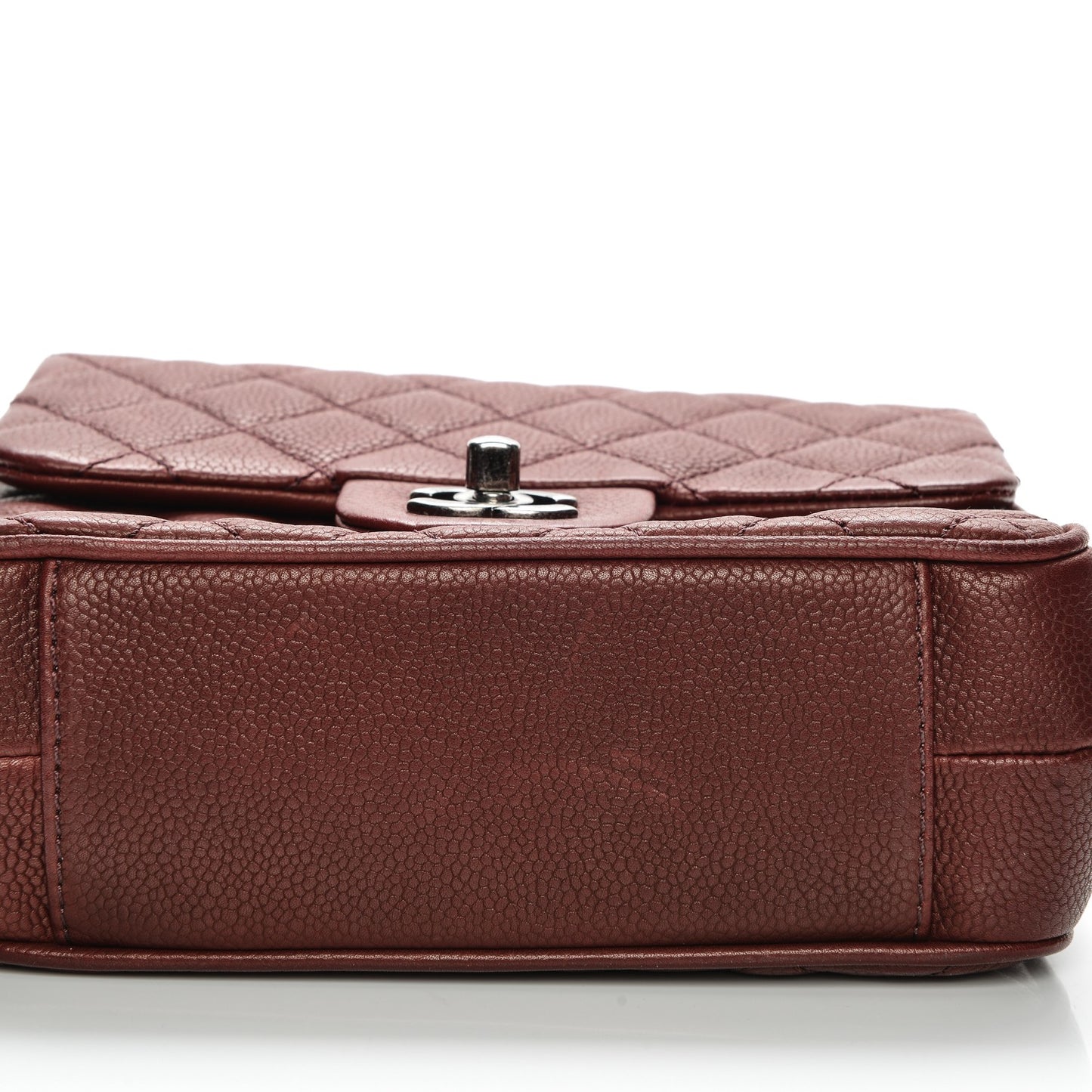 Caviar Quilted Small Rock In Rome Flap Burgundy