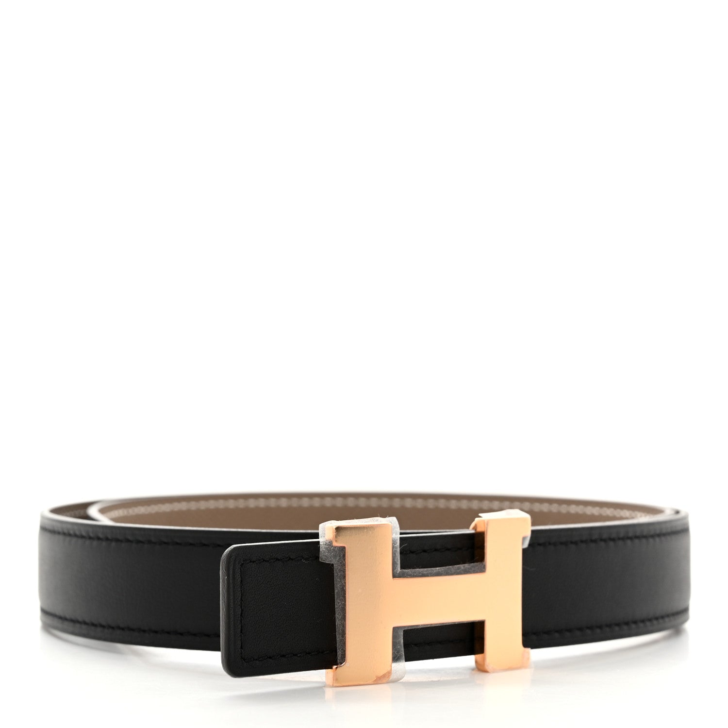 Hermes Swift Epsom 24mm Mini Constance H Belt 75 Black Etoupe 2 of 9