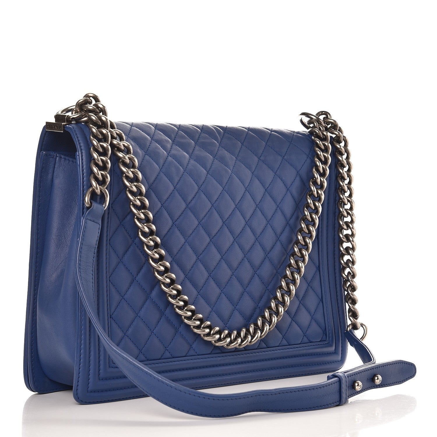 Chanel Calfskin Quilted Large Boy Flap Blue 3 of 9