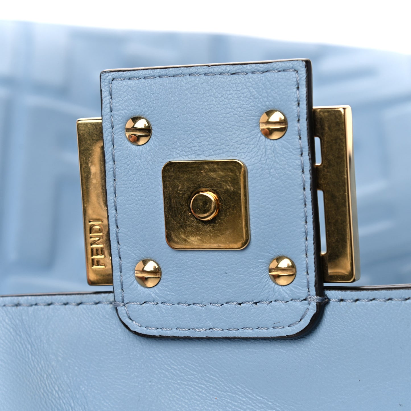 Nappa FF 1974 Embossed Baguette Azzurro Baby