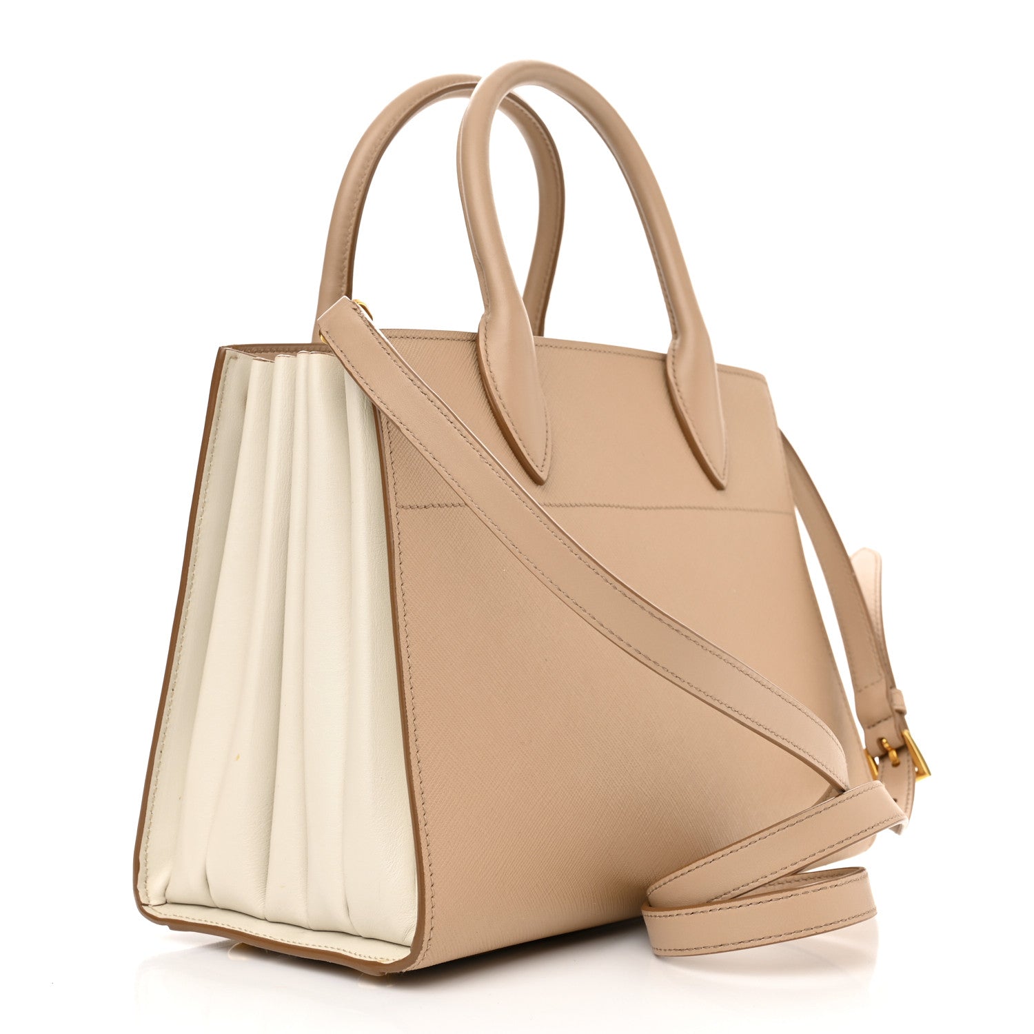 Prada Saffiano City Calfskin Bibliothèque Top Handle Cammeo Talco 3 of 15