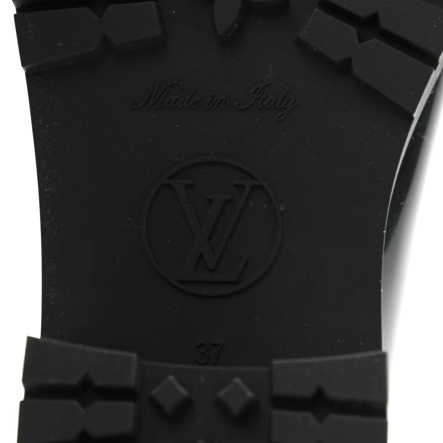 Rubber Embossed Monogram Drops Flat Half Boots 37 Black