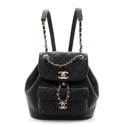 Chanel Lambskin Quilted Small Duma Drawstring Backpack Black 1 of 10