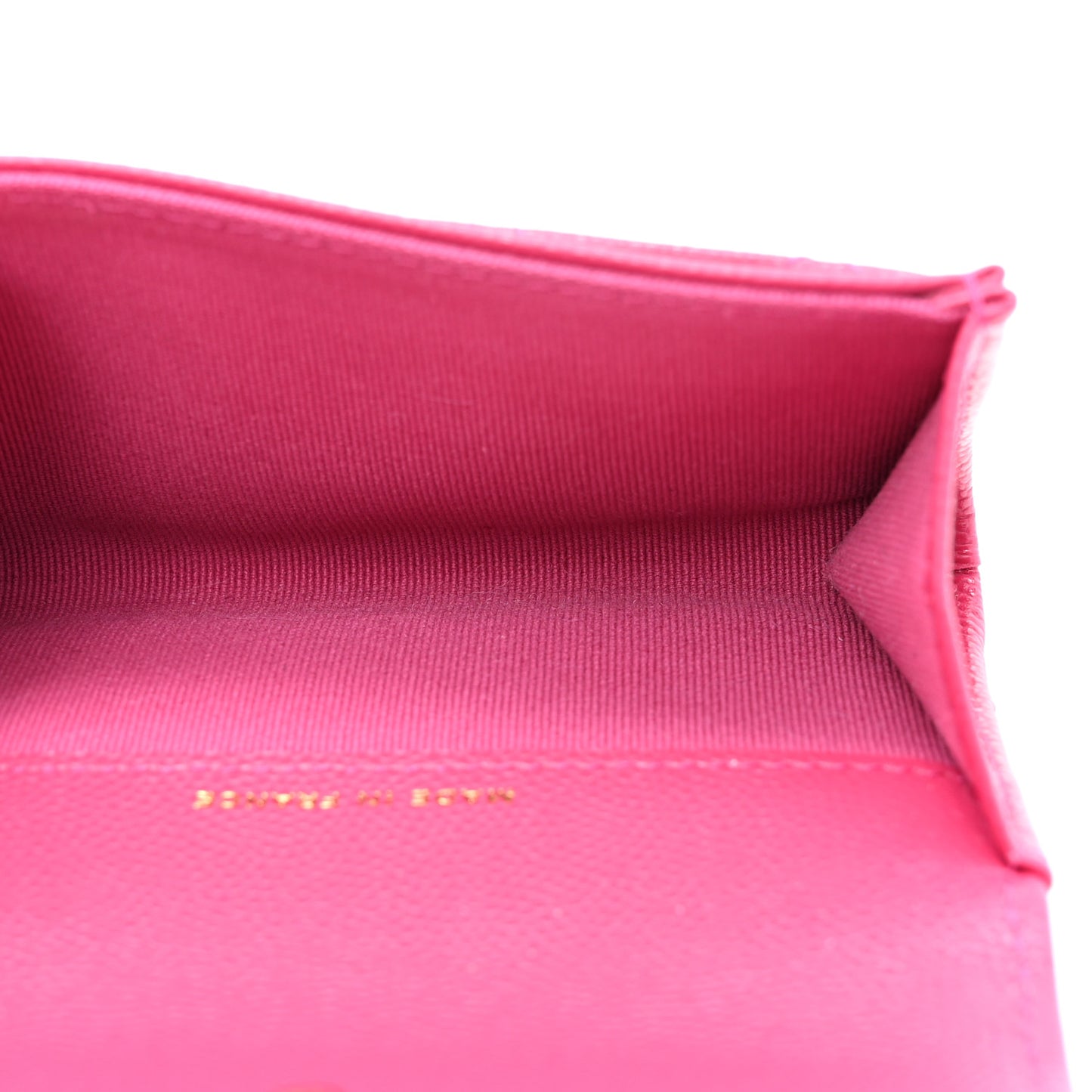 Caviar Quilted Flap Card Holder Wallet Fuchsia