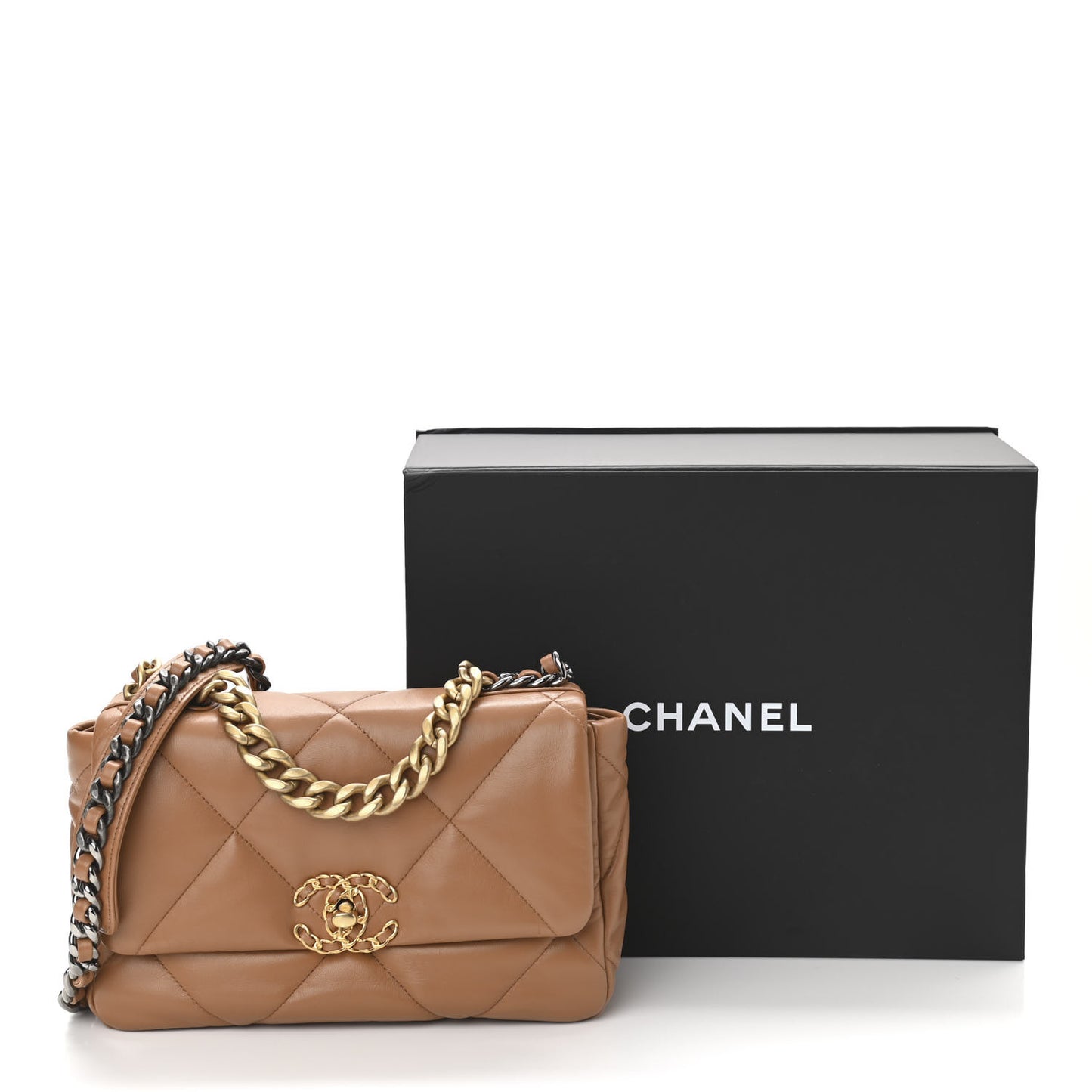 Lambskin Quilted Medium Chanel 19 Flap Brown