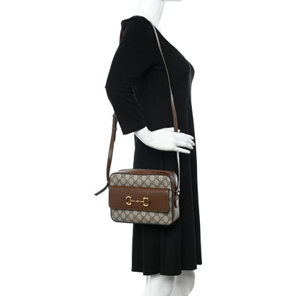 Gucci GG Supreme Monogram Small Horsebit 1955 Shoulder Bag Beige Brown Sugar 2 of 9