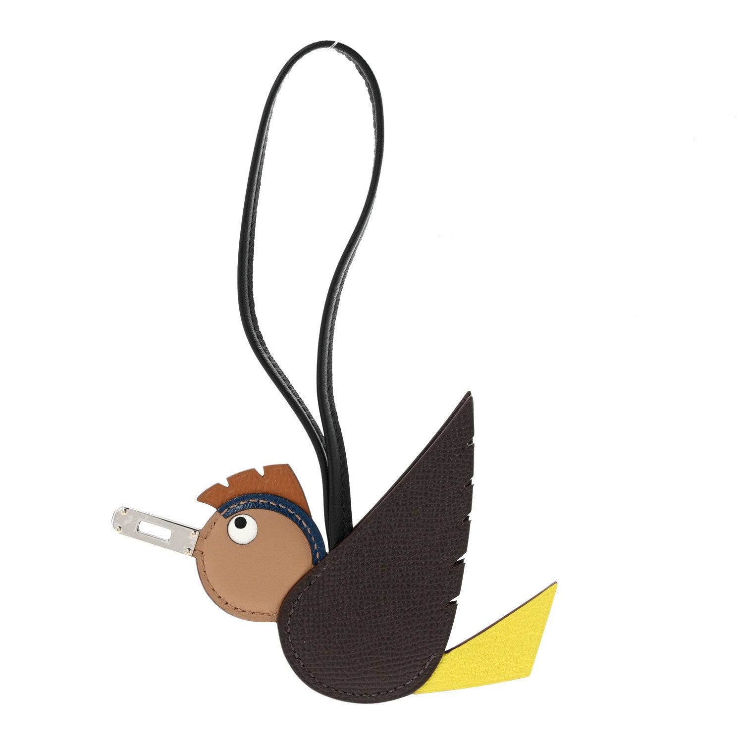Hermes Epsom Swift Chevre Mysore Birdy Bag Charm Jaune Ambre Black Biscuit 1 of 5