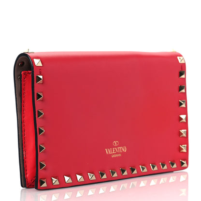 Valentino Garavani Nappa Small Rockstud Wristlet Clutch Fragola 3 of 10