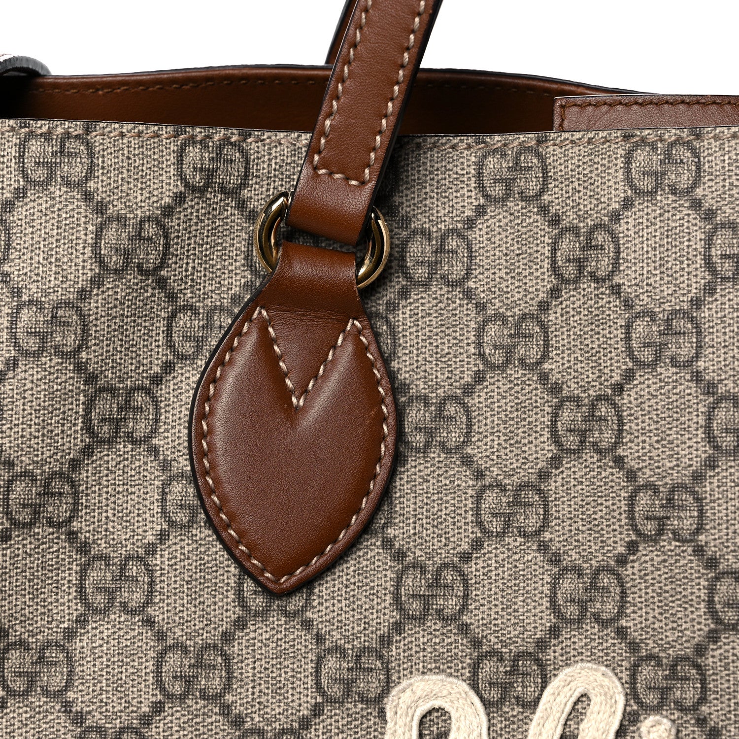 Gucci Soft GG Supreme Monogram Blind For Love Embroidered Medium Crossbody Tote Beige Tuscany Multicolor 13 of 19