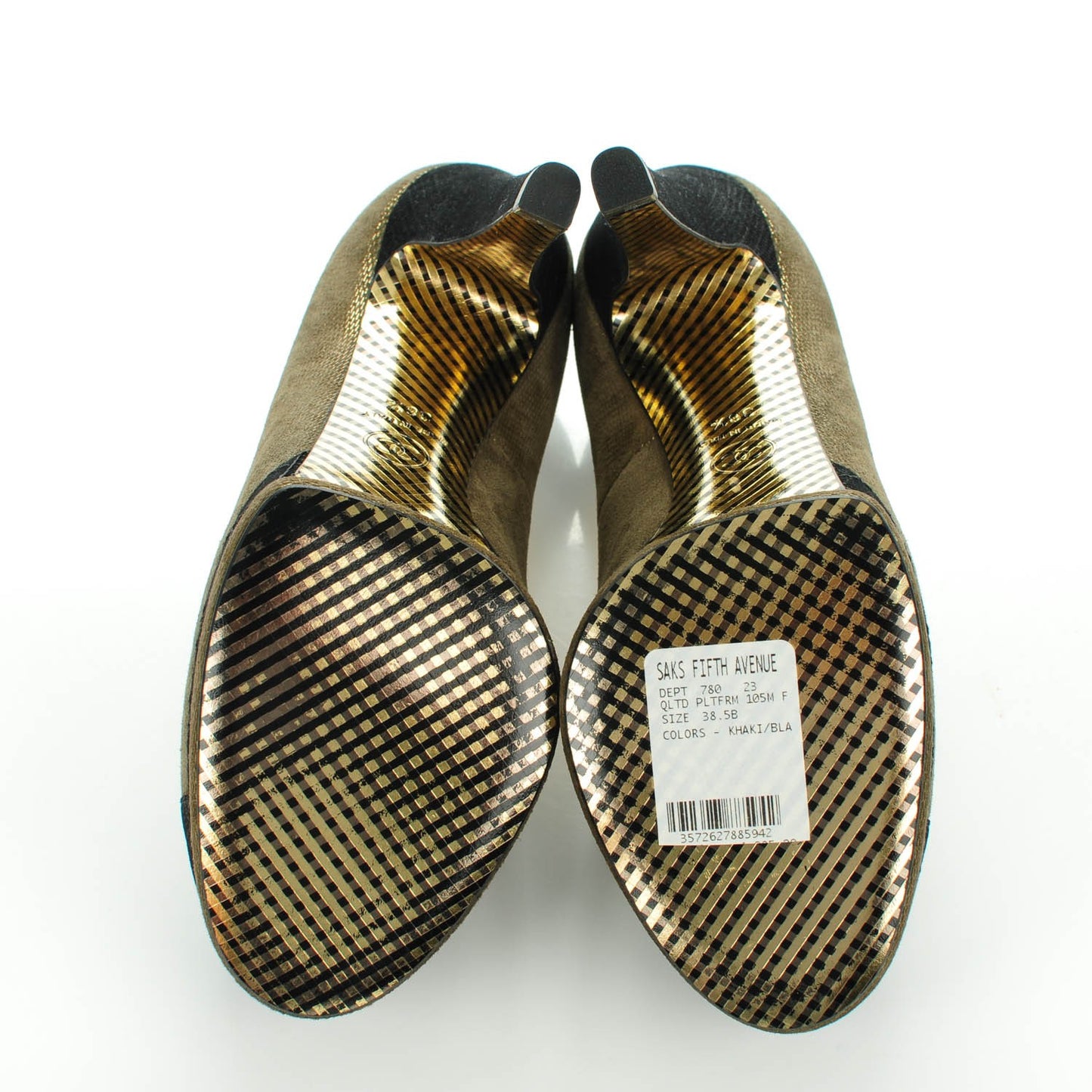 Metallic Fabric CC Cap Toe Pumps 38.5 Khaki Black