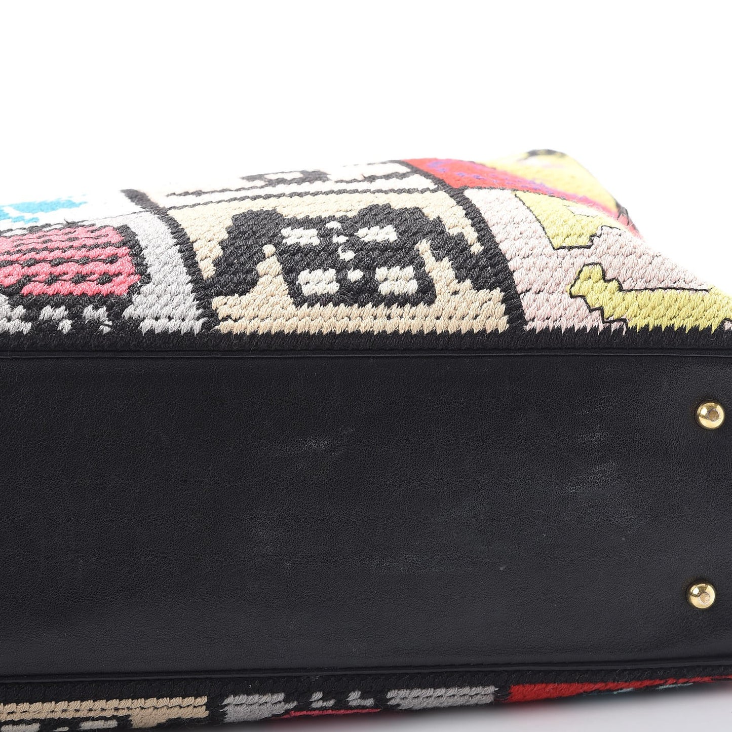 Needlepoint Precious Symbols Shoulder Bag Black