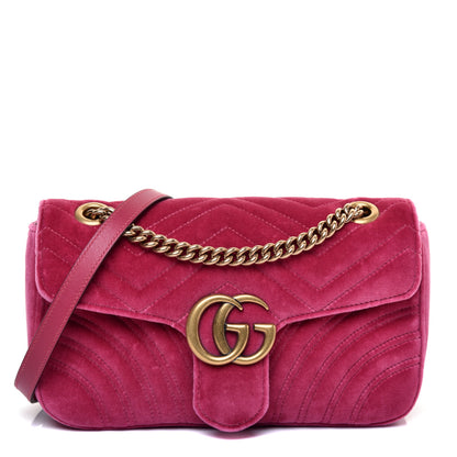 Gucci Velvet Matelasse Small GG Marmont Shoulder Bag Light Raspberry Rose 1 of 10