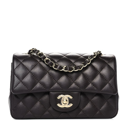 Chanel Lambskin Quilted Mini Rectangular Flap Dark Brown 1 of 8