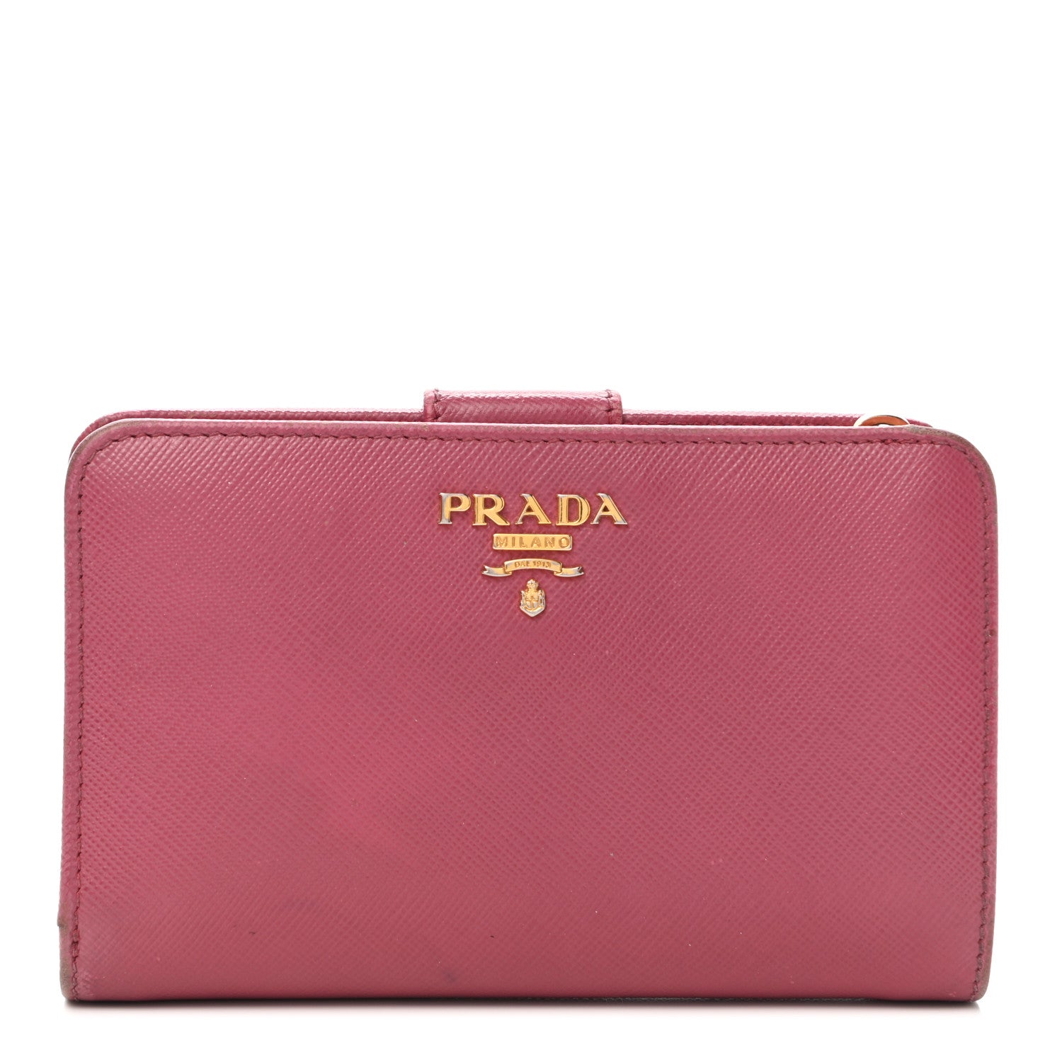 Prada Saffiano Metal Compact Wallet Peonia 1 of 7