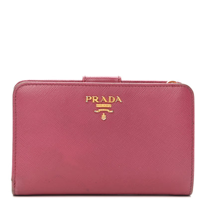 Prada Saffiano Metal Compact Wallet Peonia 1 of 7