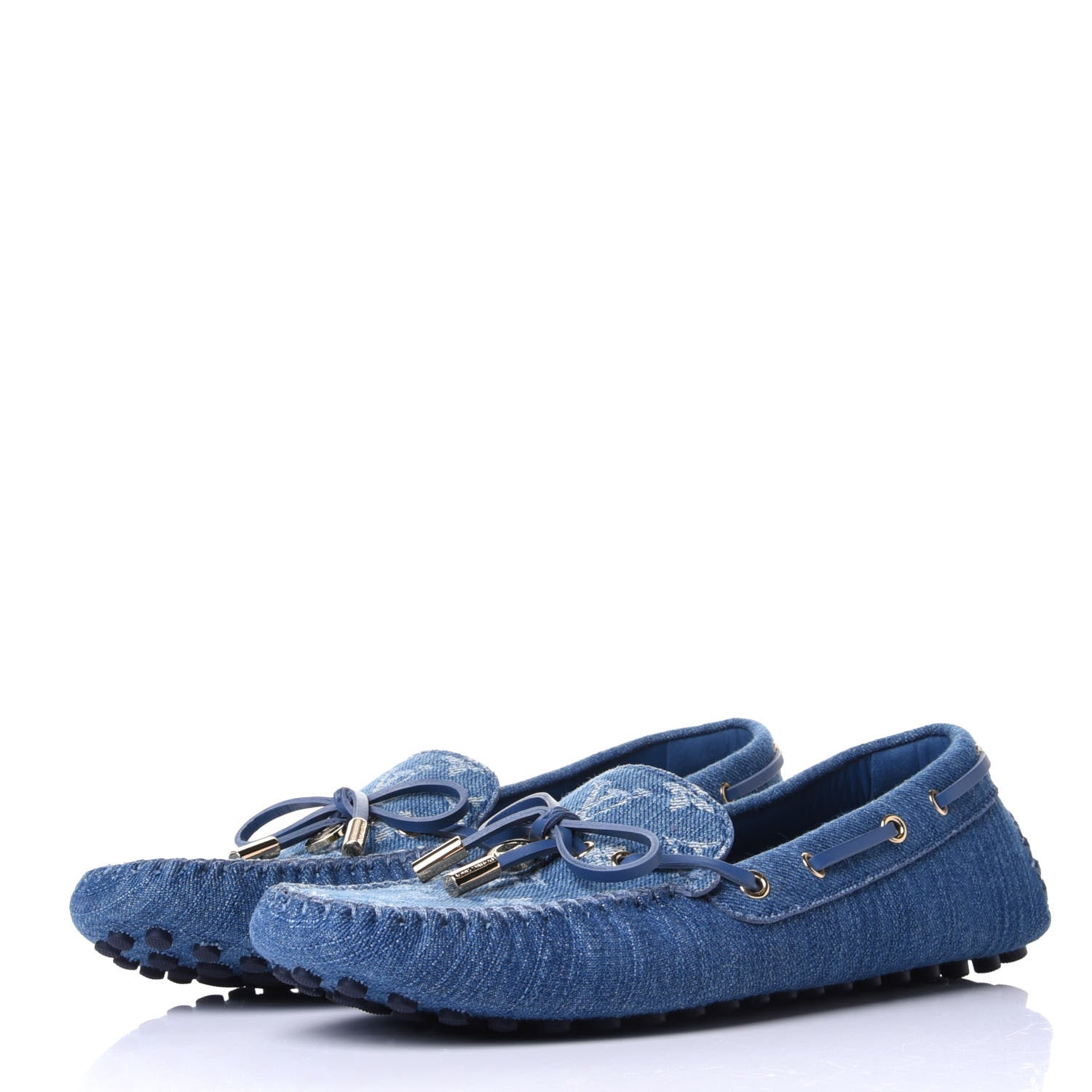 Louis Vuitton Monogram Denim Gloria Loafers 39.5 Blue 3 of 10