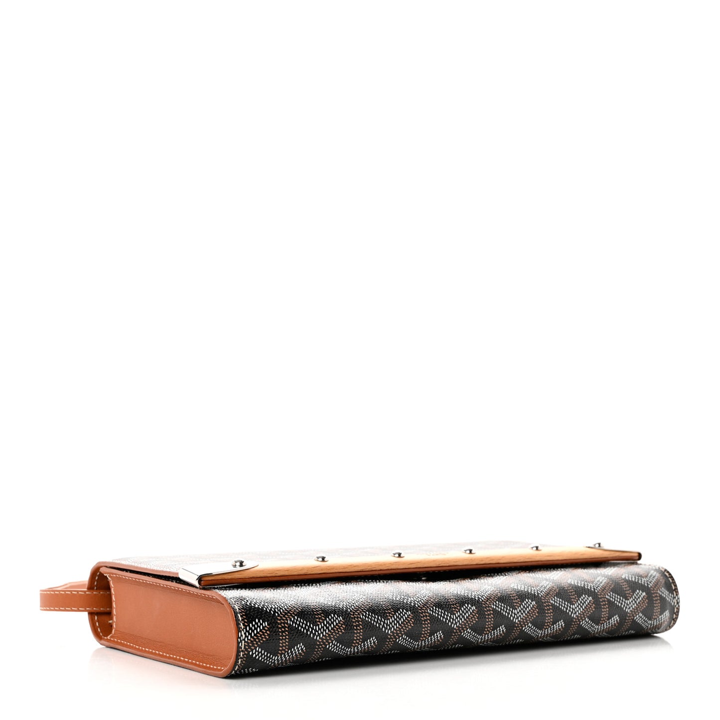 Goyardine Monte Carlo Bois Clutch With Strap Black Gold