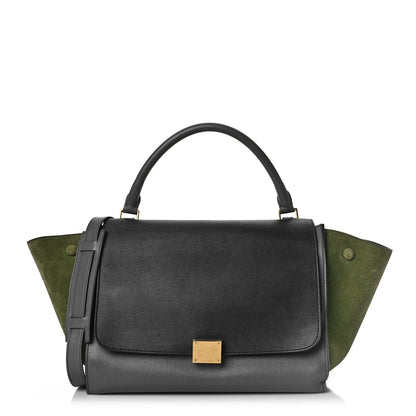 Celine Calfskin Suede Medium Tri-Color Trapeze Green 1 of 10