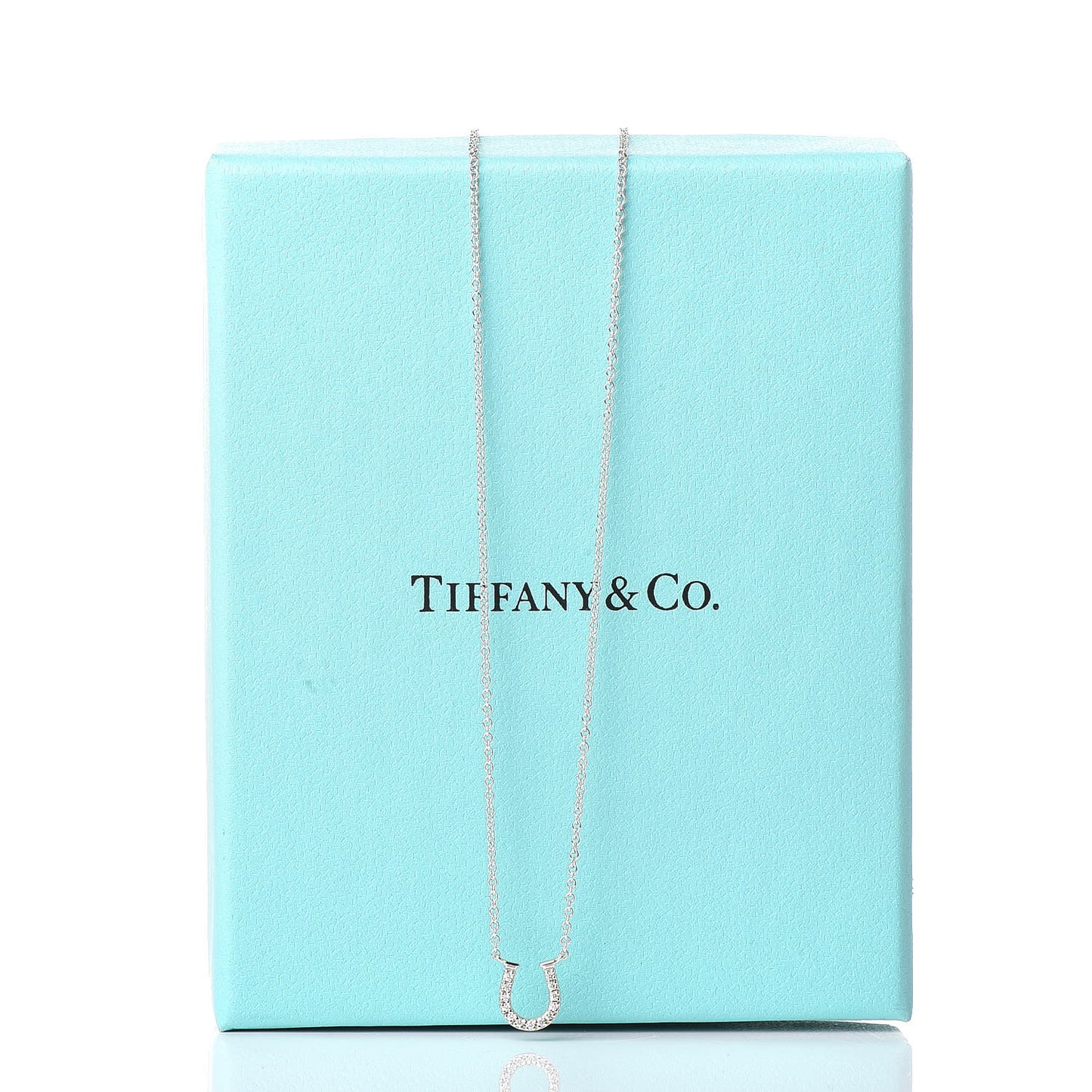 18K White Gold Diamond Mini Metro Horseshoe Pendant Necklace