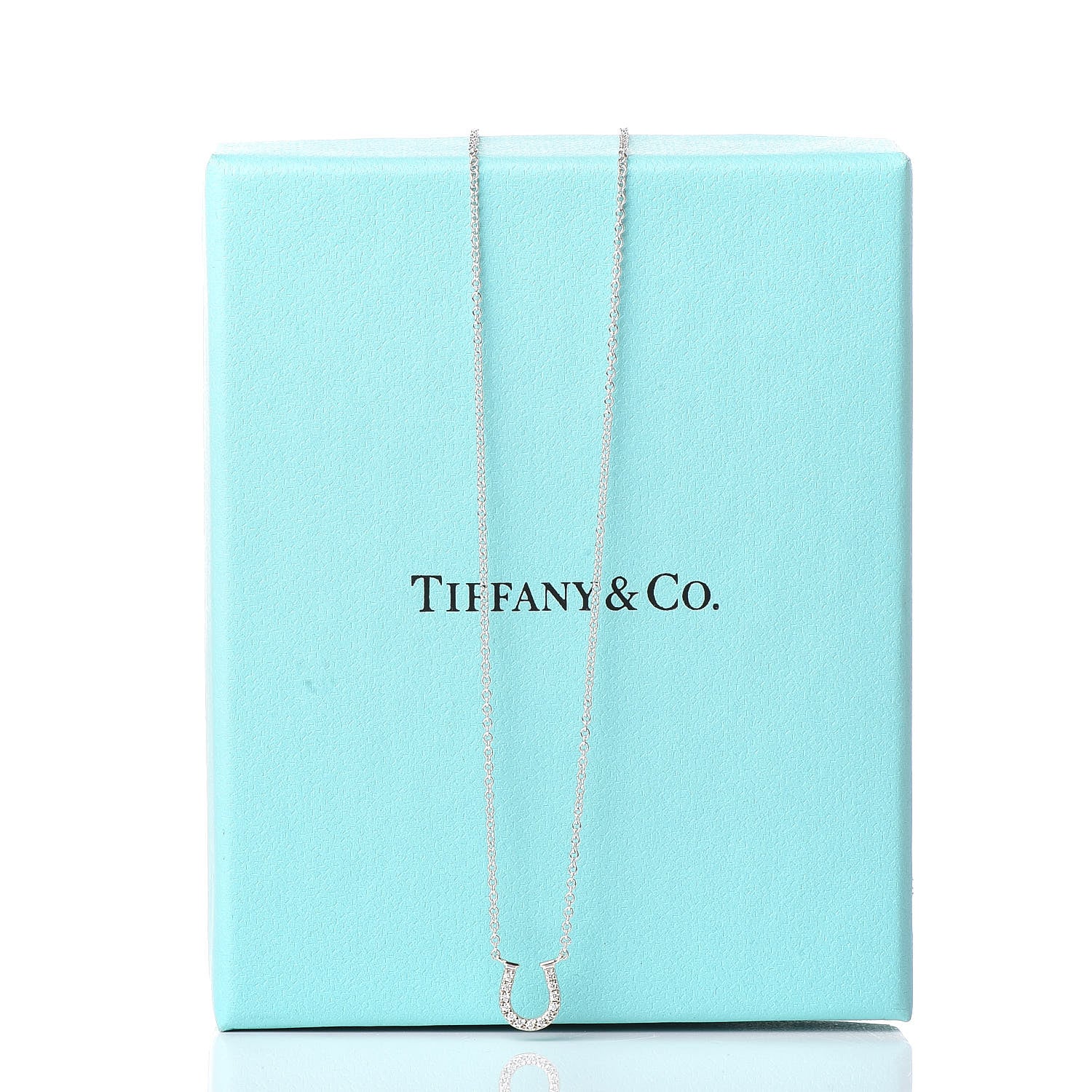 Tiffany 18K White Gold Diamond Mini Metro Horseshoe Pendant Necklace 7 of 7