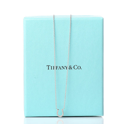 Tiffany 18K White Gold Diamond Mini Metro Horseshoe Pendant Necklace 7 of 7