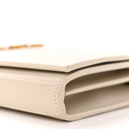 Saint Laurent Smooth Calfskin Tri-Metal Cassandre Wallet On Chain WOC Crema Soft 10 of 10
