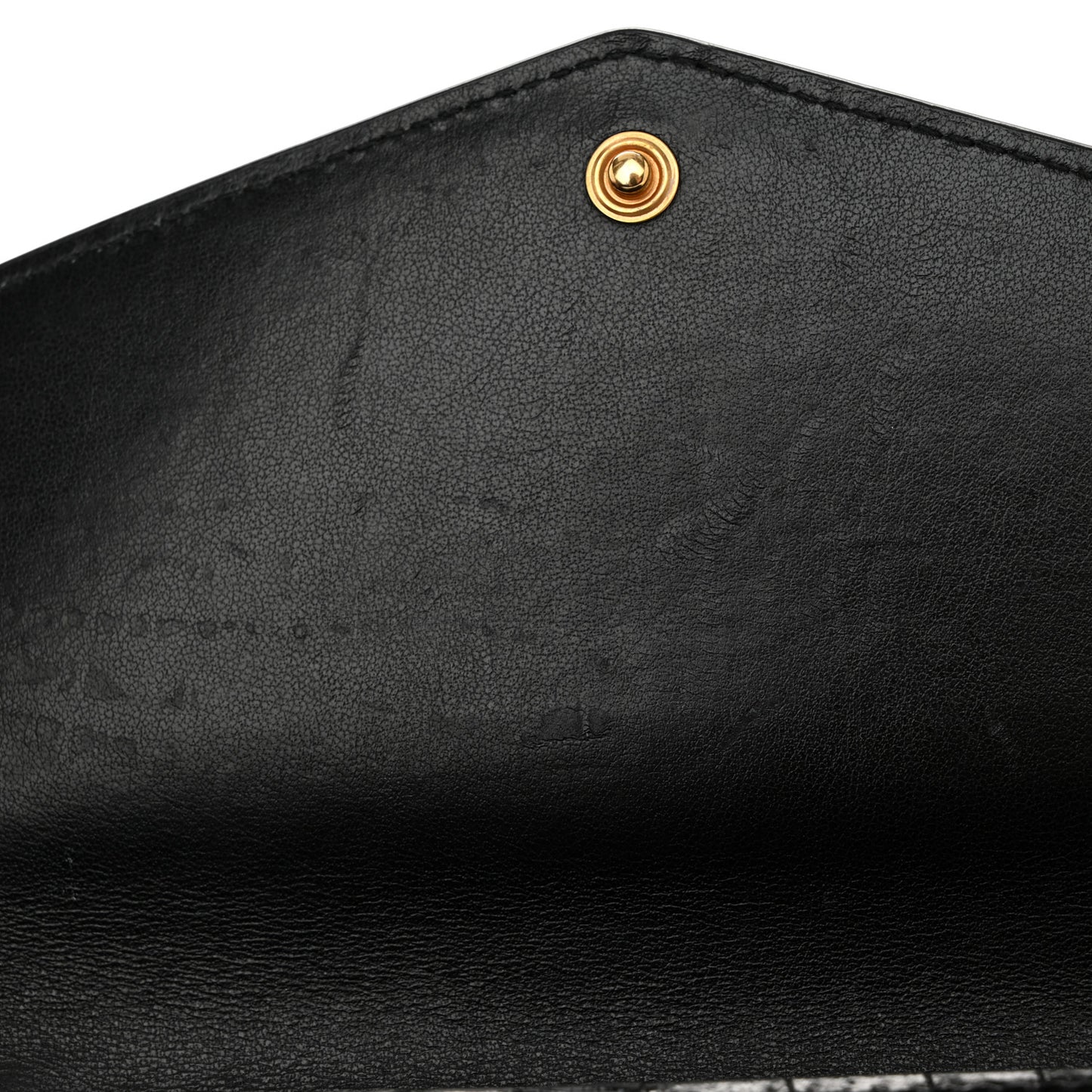 Calfskin Crocodile Embossed Monogram Uptown Chain Wallet Black