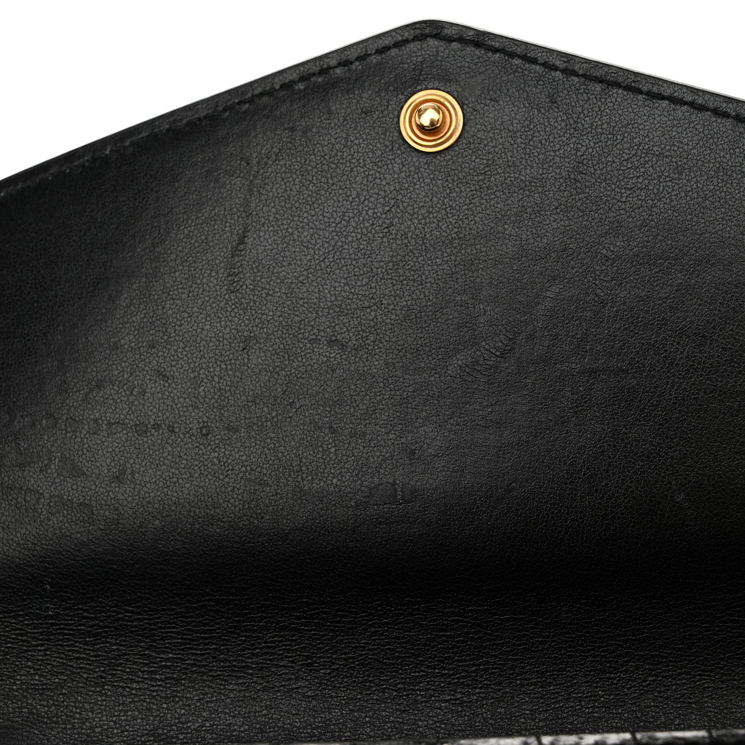 Saint Laurent Calfskin Crocodile Embossed Monogram Uptown Chain Wallet Black 12 of 12