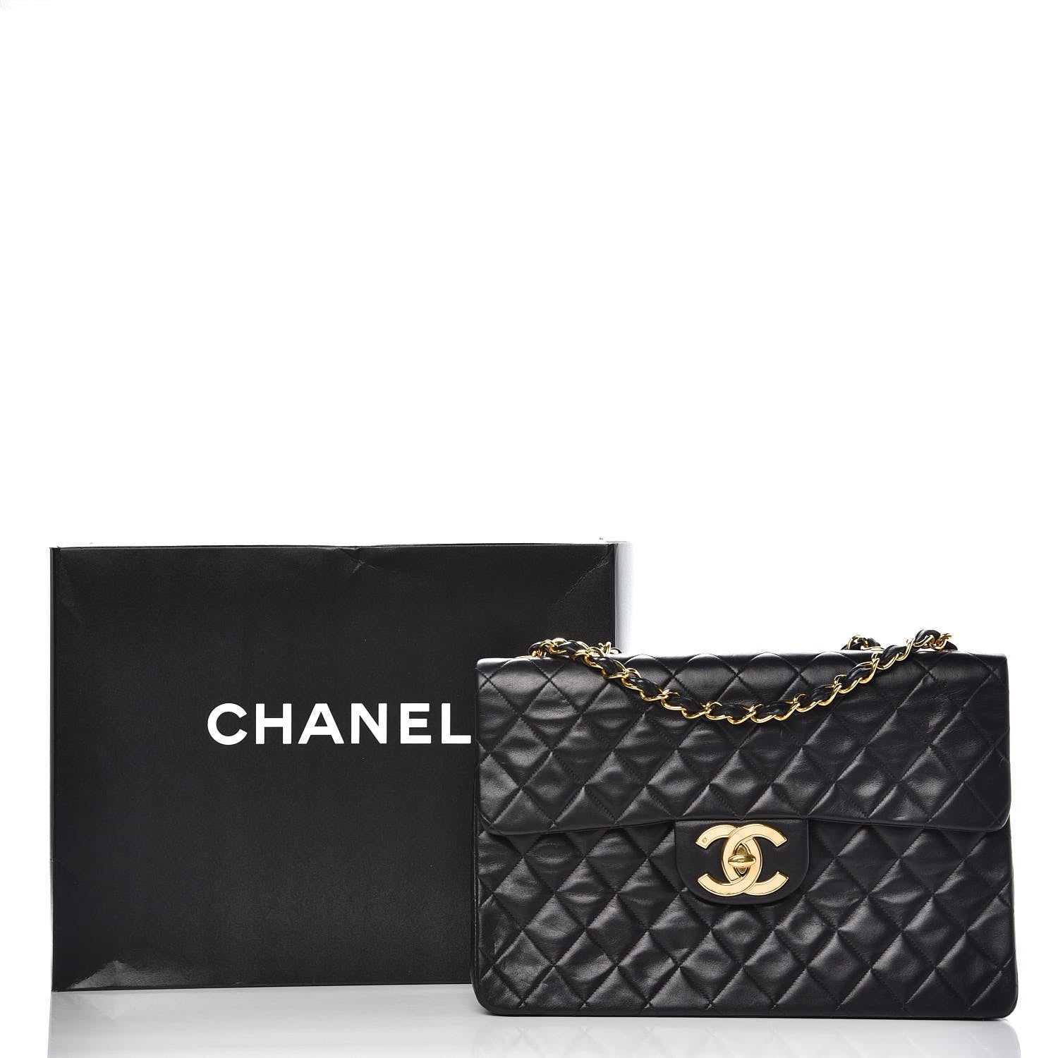Chanel Lambskin Quilted XL Jumbo Single Flap Black 8 of 8