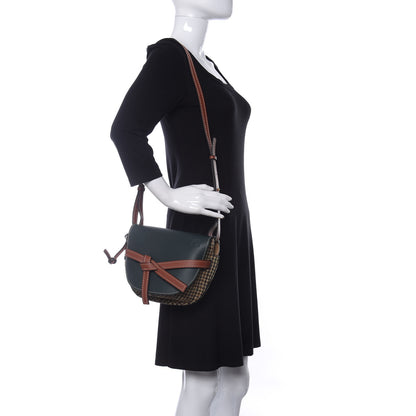 Loewe Smooth Calfskin Tweed Small Gate Crossbody Bag Dark Green Tan Multicolor 2 of 10