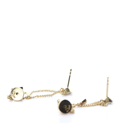 Christian Dior Crystal Heart Dangle Chain Earrings Gold 3 of 5