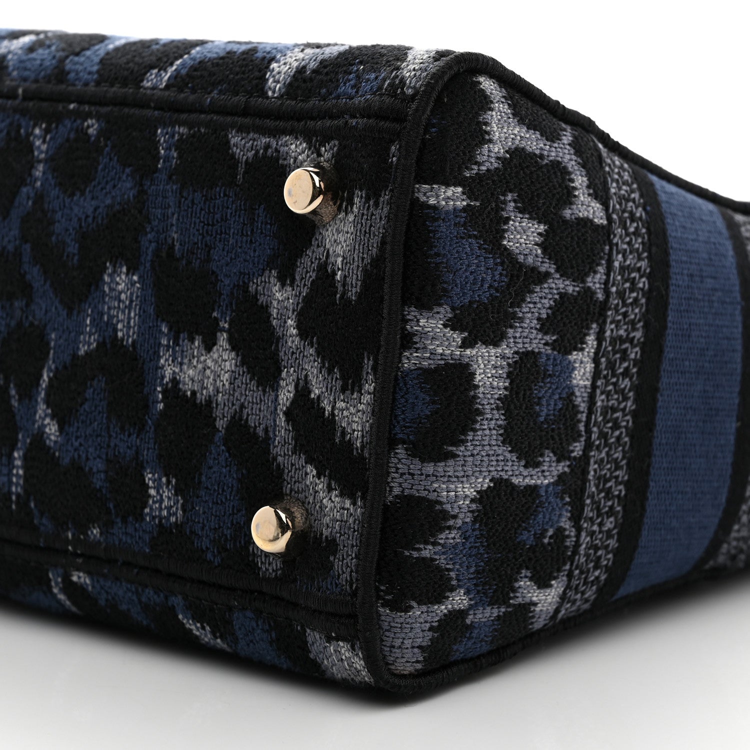 Christian Dior Canvas Mizza Embroidered Medium Lady D-Lite Blue