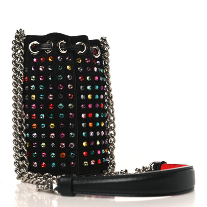 Christian Louboutin Calfskin Suede Strass Mini Marie Jane Bucket Black Multicolor 3 of 8