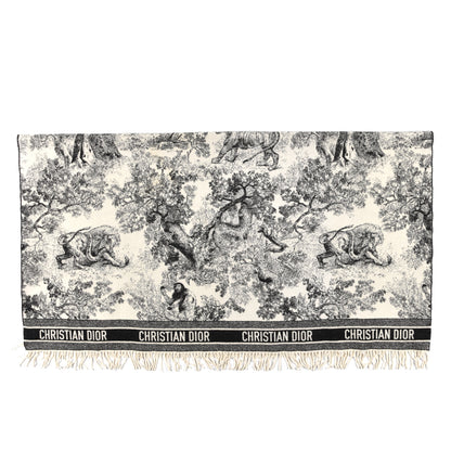 Christian Dior Cashmere Wool Toile De Jouy Throw Blanket Black White 1 of 3