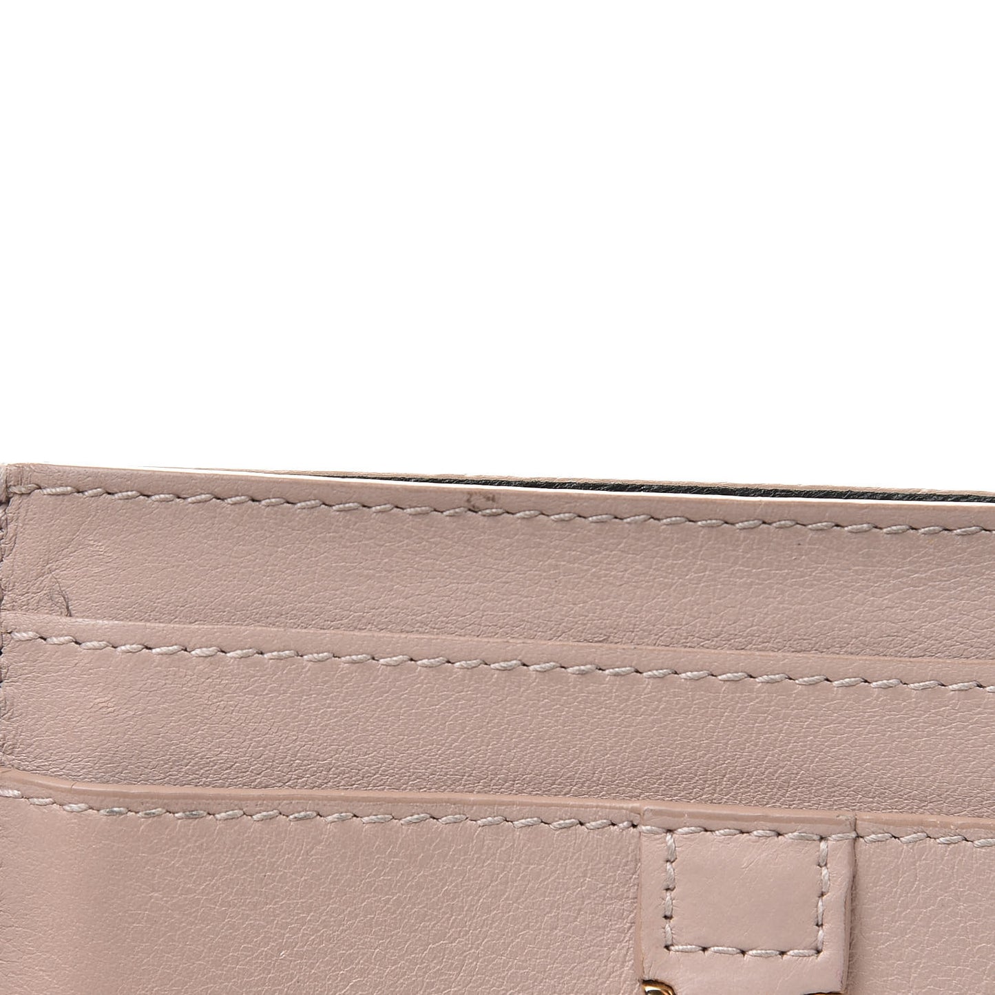 Calfskin Monogram Credit Card Case Nude