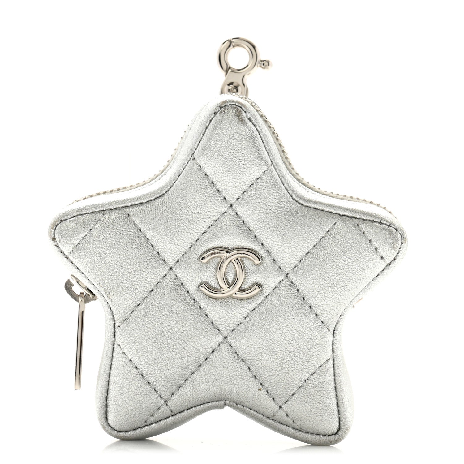 Chanel Metallic Lambskin Walk Of Fame Star Clip On Coin Purse Silver 1 of 9