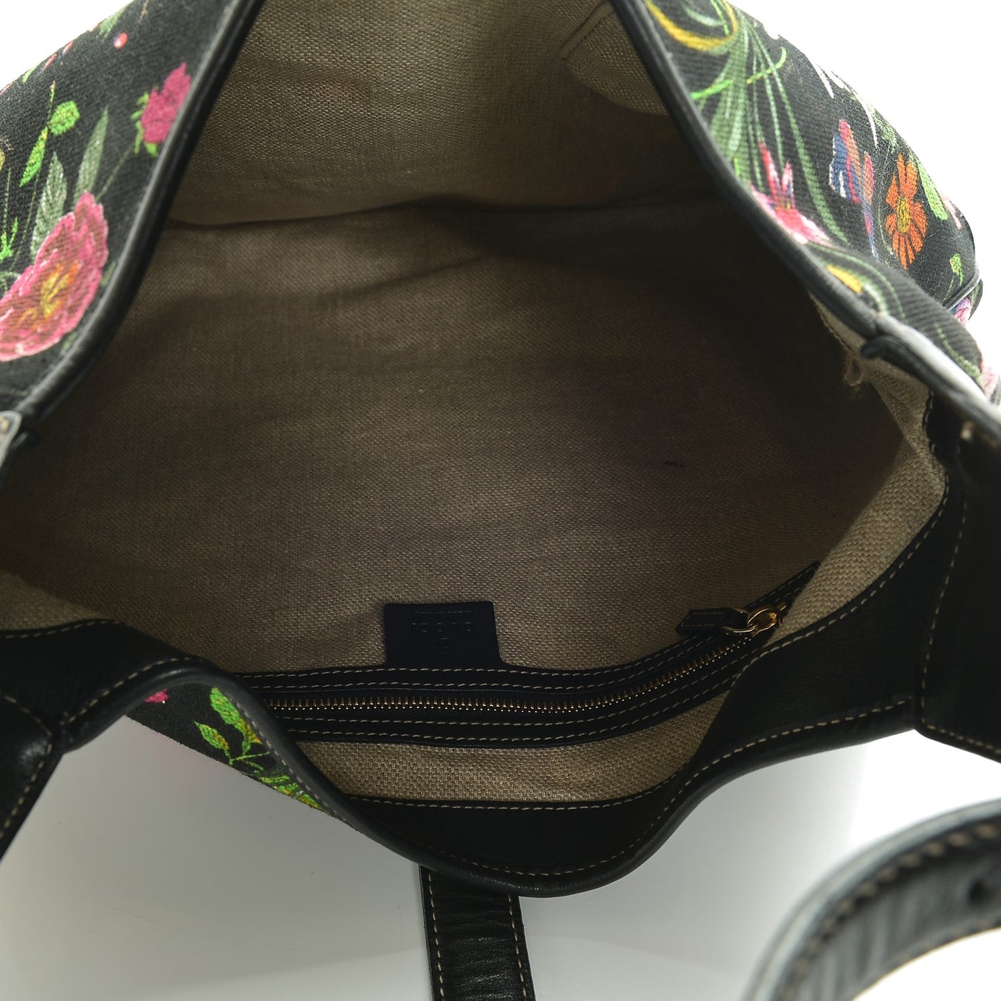 Canvas Floral Flora Large Jackie O Bouvier Hobo Black