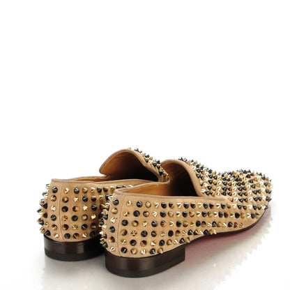 Christian Louboutin Mens Veau Velours Dandelion Spikes Flat Loafers 43.5 Grey Pop Corn 4 of 8