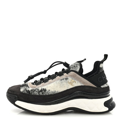 Chanel Suede Calfskin Mixed Fibers CC Sneakers 38 Grey 1 of 10