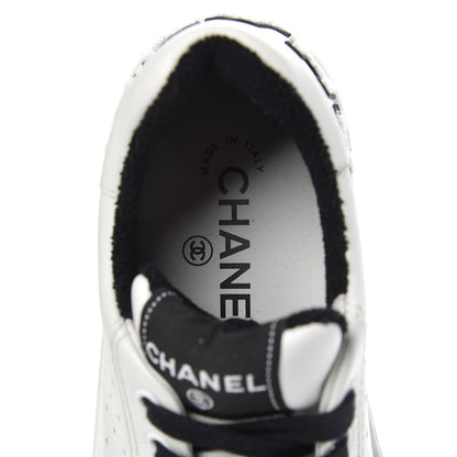 Chanel Calfskin Womens Logo Sneakers 36 Black White 6 of 9