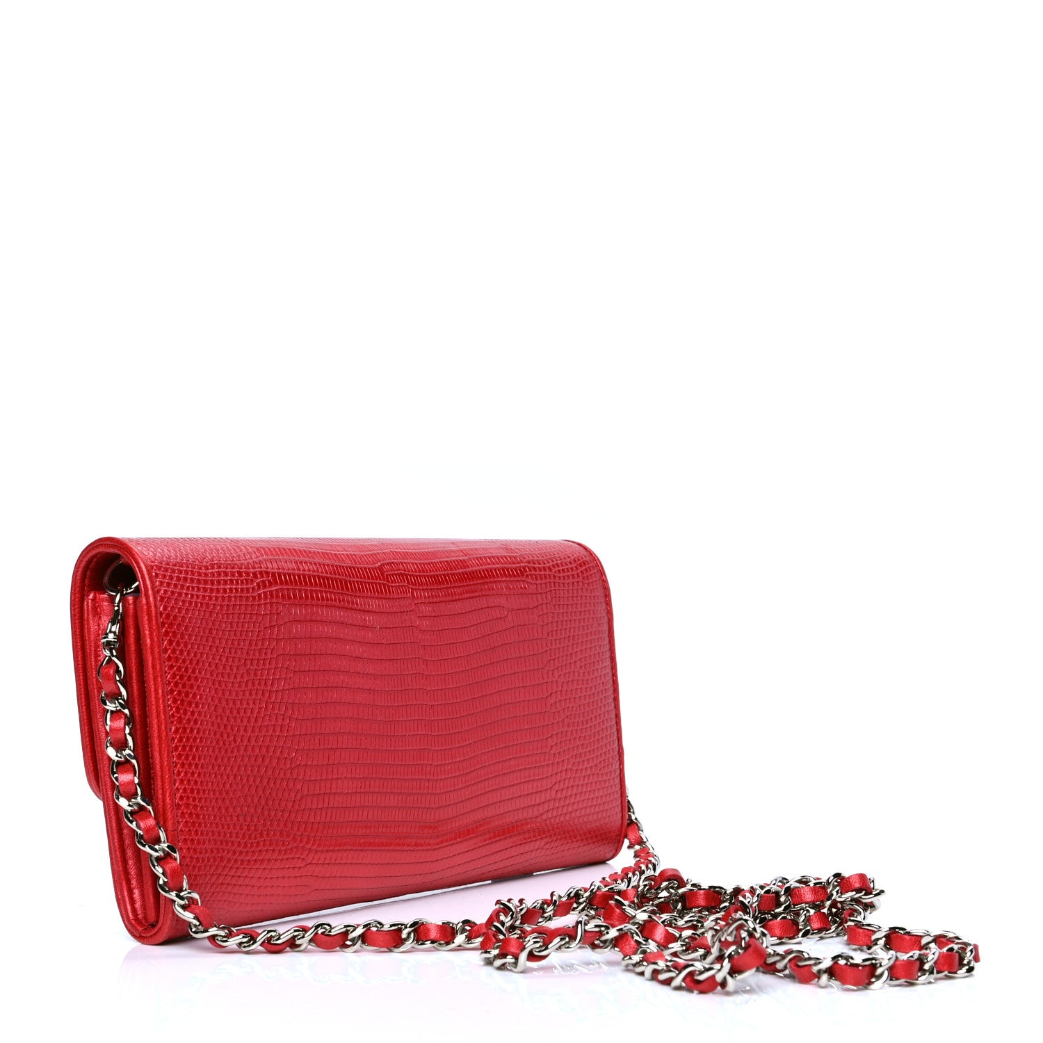 Chanel Lizard Wallet On Chain WOC Red 3 of 4