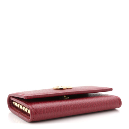Gucci Pebbled Calfskin GG Marmont 6 Key Holder Hibiscus Red 4 of 8