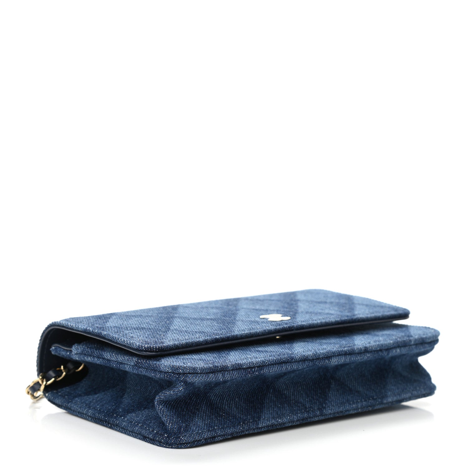 Chanel Denim Printed Wallet On Chain WOC Dark Blue 4 of 12