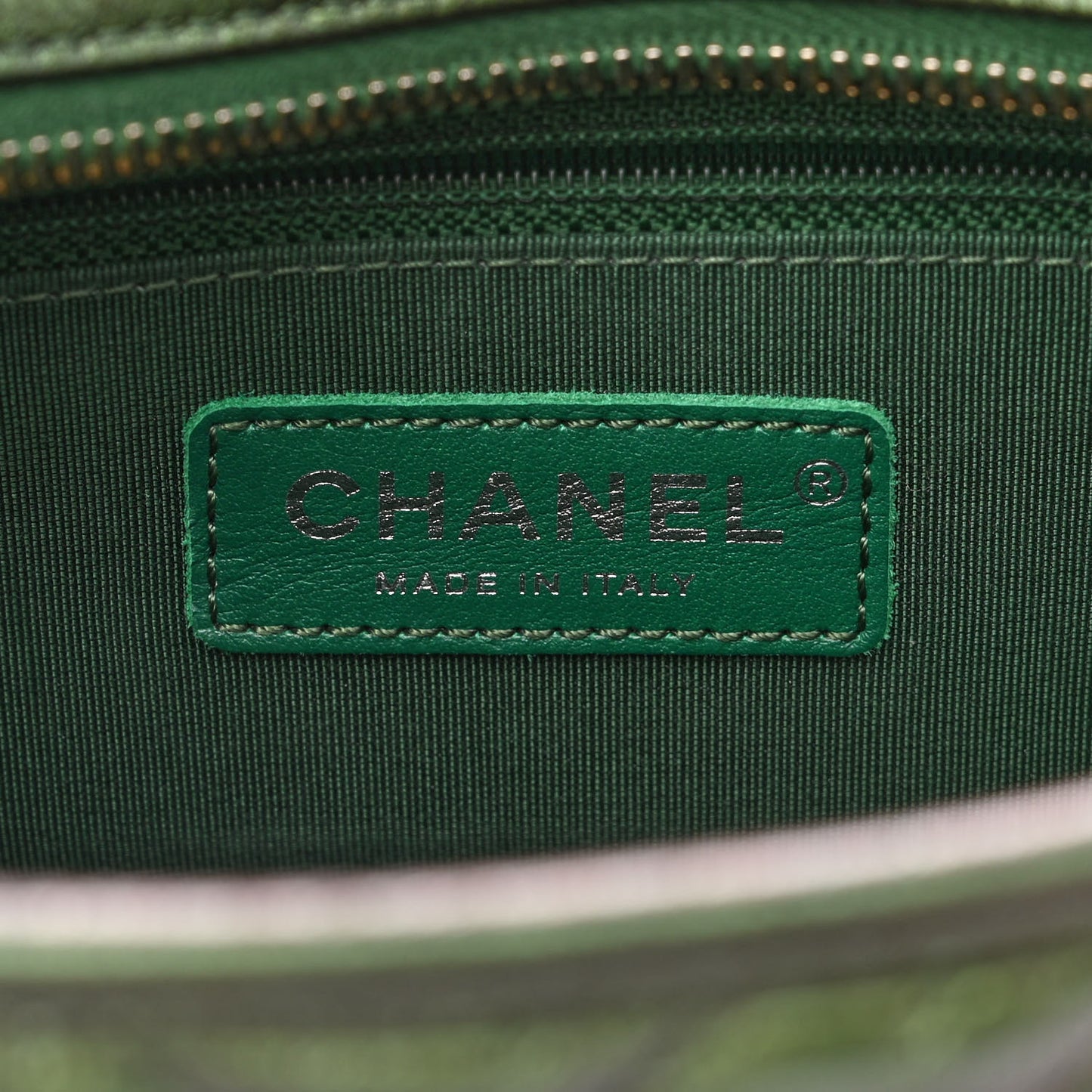 Metallic Calfskin Chevron Quilted Small Gabrielle Hobo Green