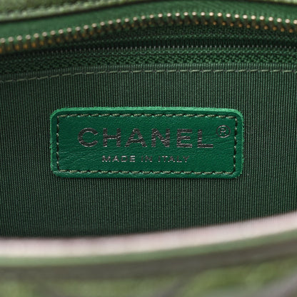 Chanel Metallic Calfskin Chevron Quilted Small Gabrielle Hobo Green 6 of 11