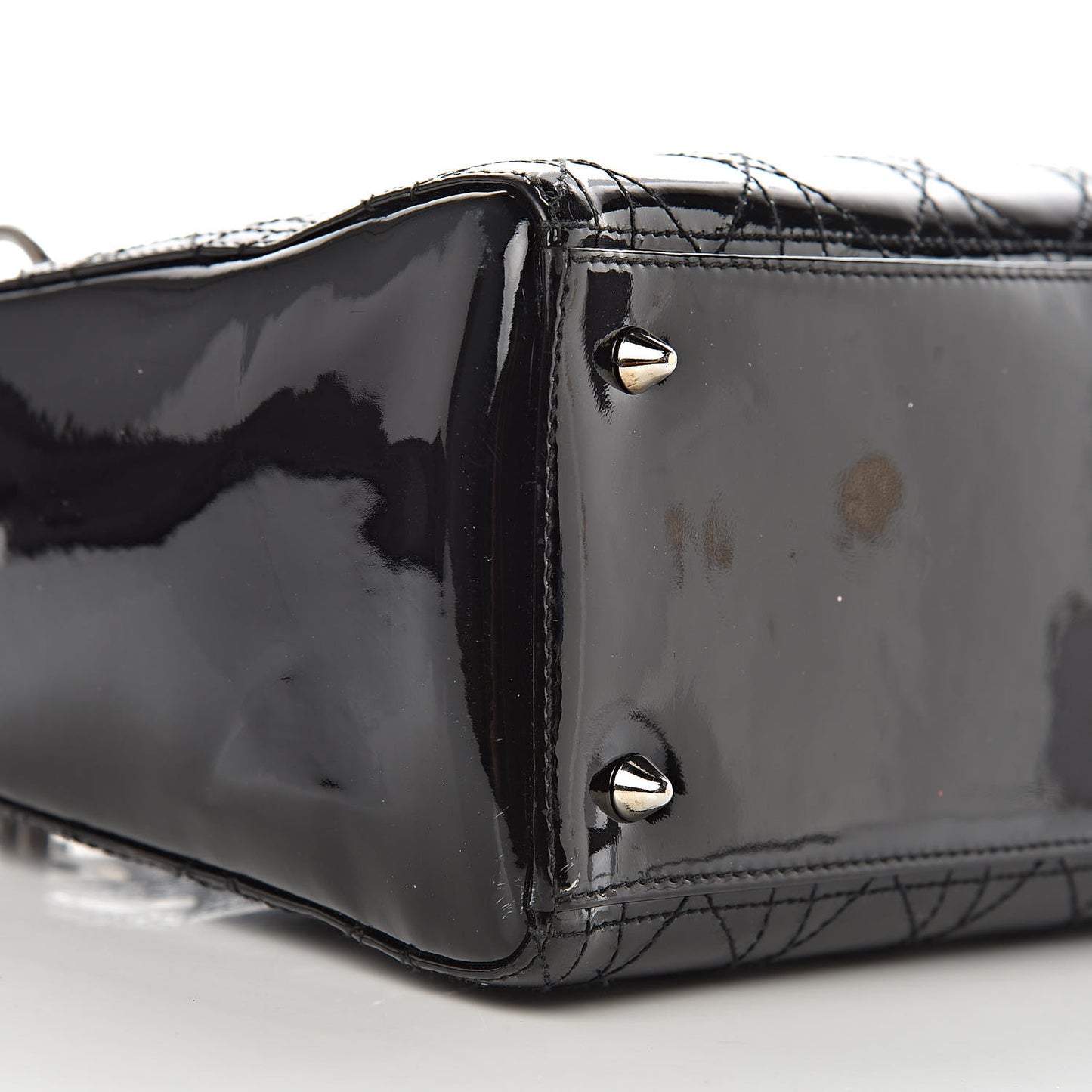 Patent Cannage Stitched Medium Lady Dior Black